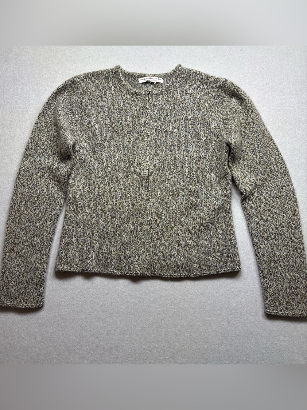 Wearing Your ❤️ on Your Sleeve Heart Patch 100%Cashmere Zip Sweater Brown/Gray